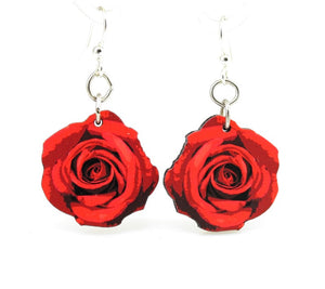 Deep Red Rose Blossom Earrings #162