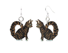 Load image into Gallery viewer, Tabby Cat Wooden Earrings #1645
