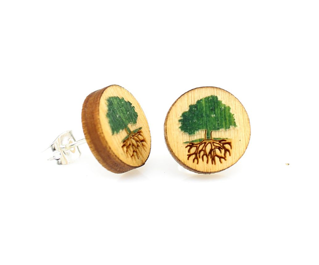 Green Tree Stud Earrings #3000