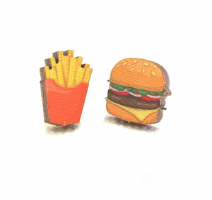 Burger & Fries Stud Earrings #3046