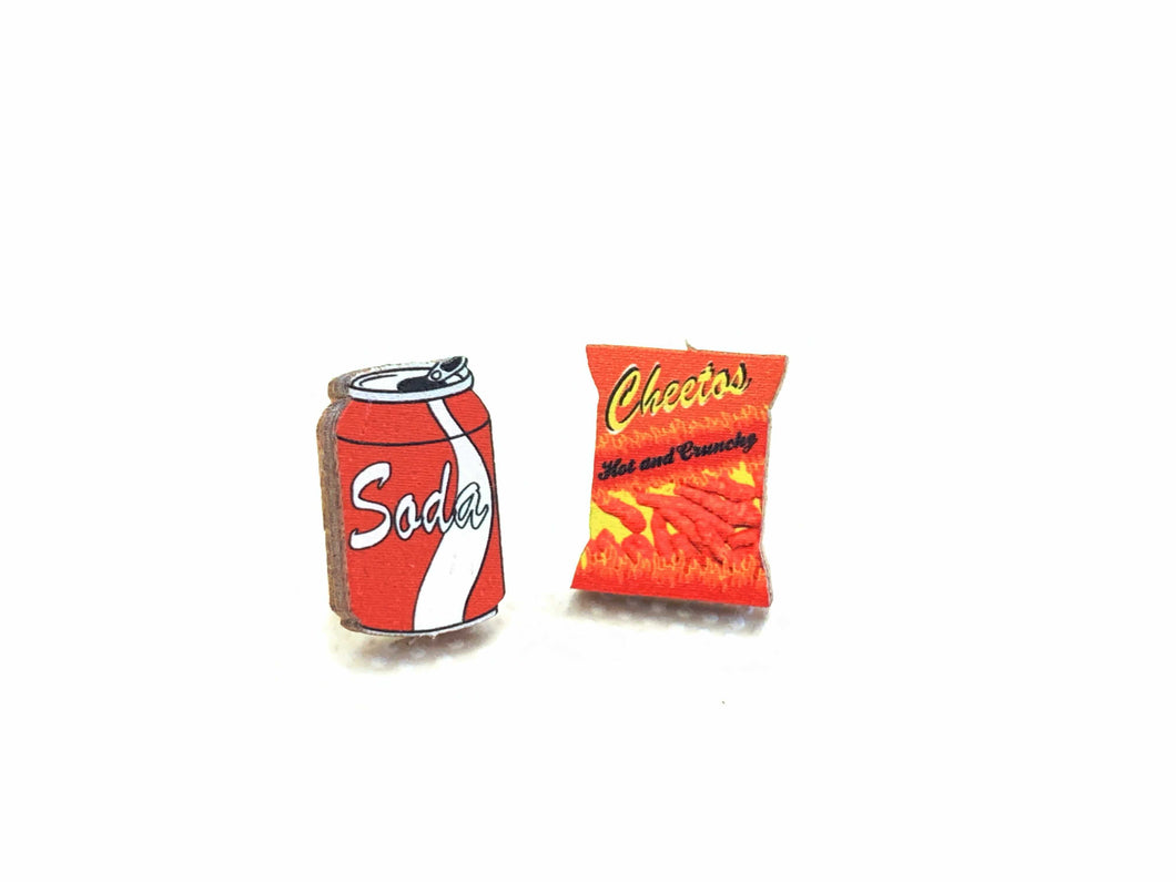 Cheetos & Soda Stud Earrings #3047