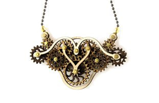Kinetic Winged Gear Necklace 6004H