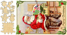 Load image into Gallery viewer, Vintage Artsy Santa Whimsical Puzzle
