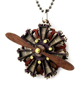 Radial Two Propeller Engine Necklace 7001A