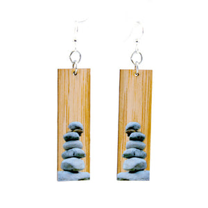 Stacked Stones Bamboo Earrings #980