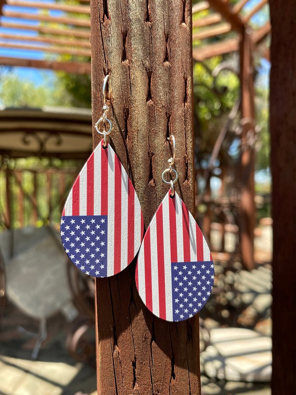 American Flag Drop Earrings #T178
